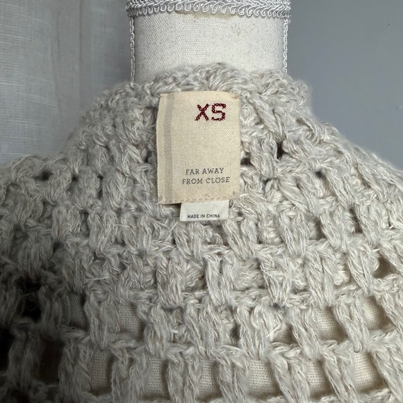 Anthropologie Far Away From Close Cardigan Sweater Duster Floral Doily Cream XS - Picture 13 of 14